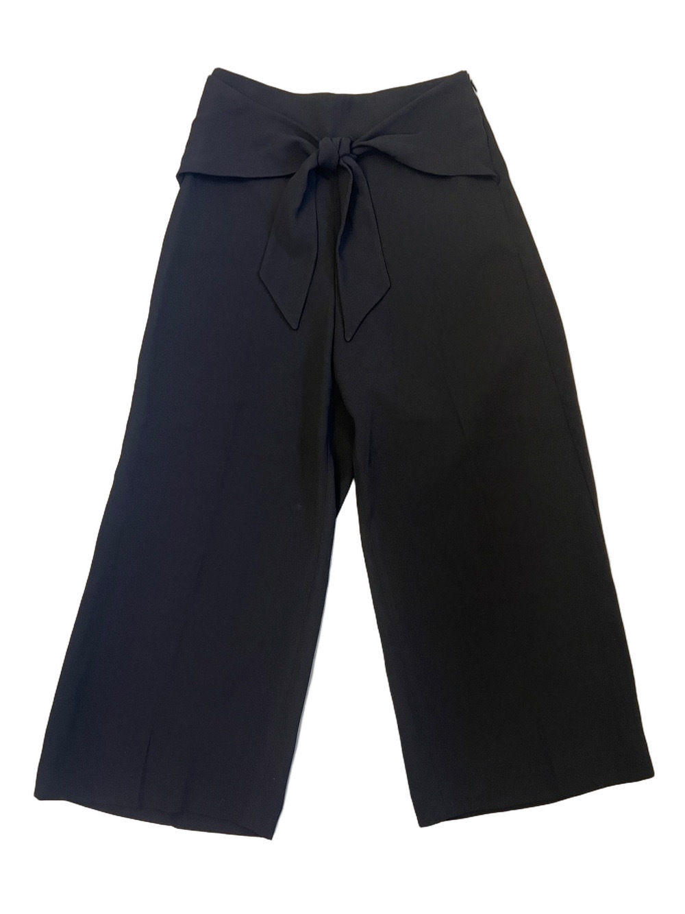 Express Black High Rise Tie Waist Cropped Culottes Wide Leg Pants Size 4